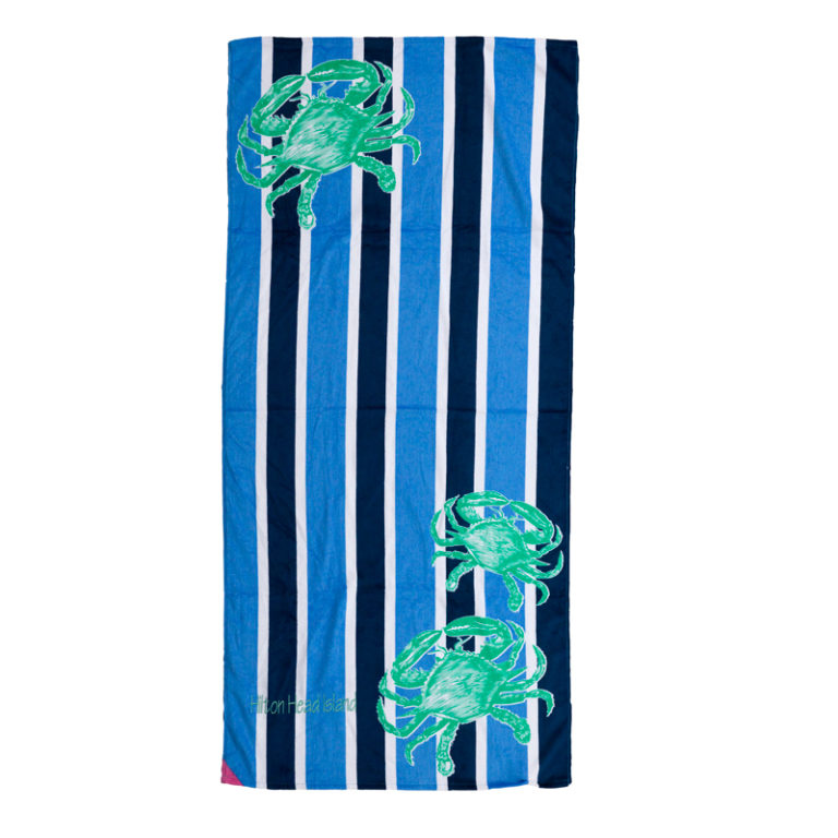 Crab Stripe Hot Prints Brazilian Beach Towel Cobalt - 30